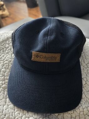Columbia Men's Navy Blue Trucker Hat with Brown Patch